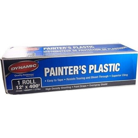 Dynamic Paint Products 00039 12' x 400' 3.66m x 122m .31mil High Density Painters Plastic Drop Sheet Dynamic